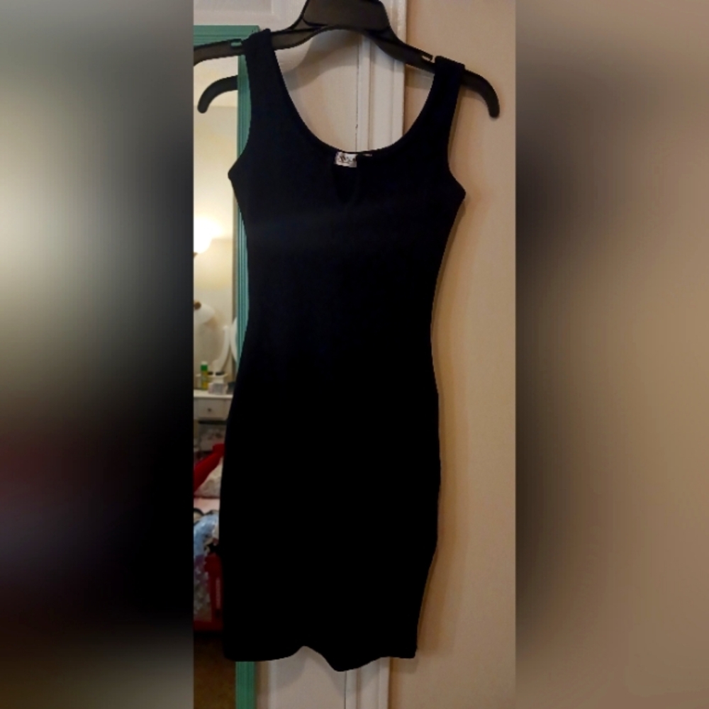 Black bodycon cotton dress material is stretchy good for spring and summer
